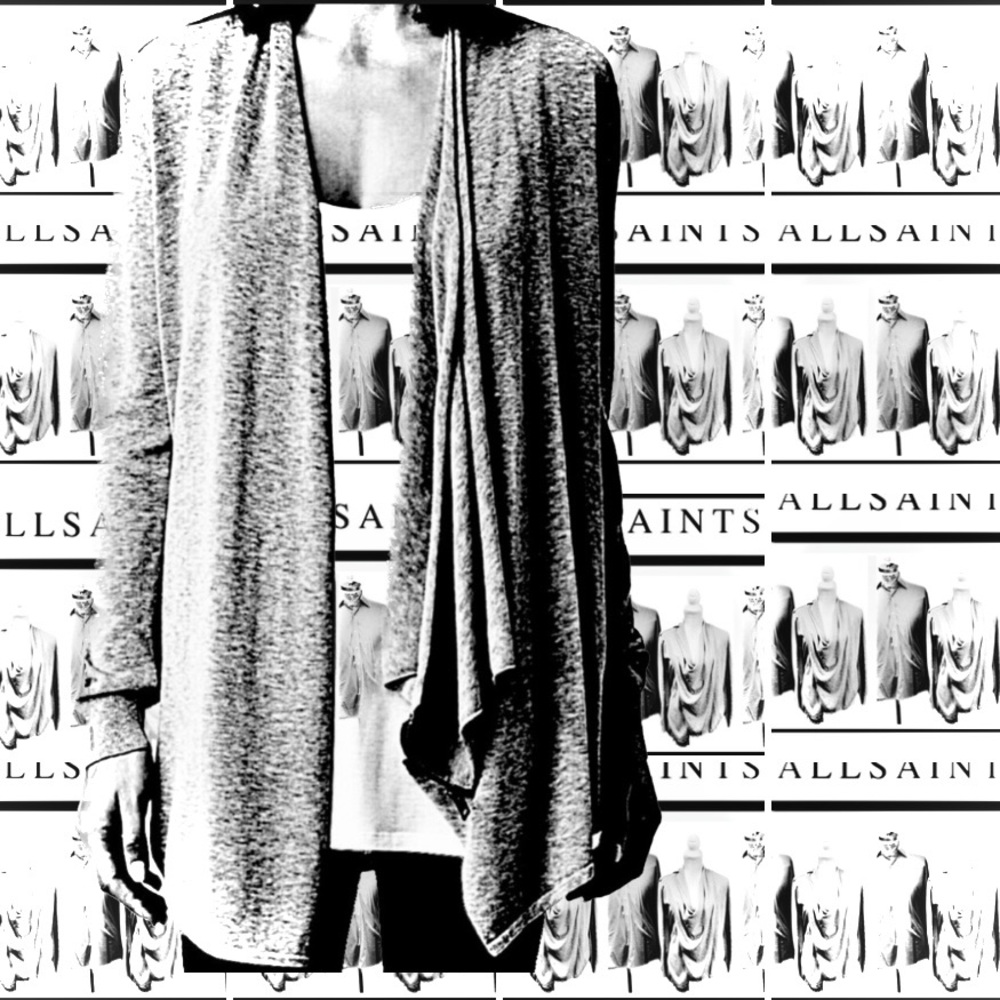 ALLSAINTS | XS/S/2 | Drina Asymmetrical Cotton Drape Zip Light Knit Cardigan
